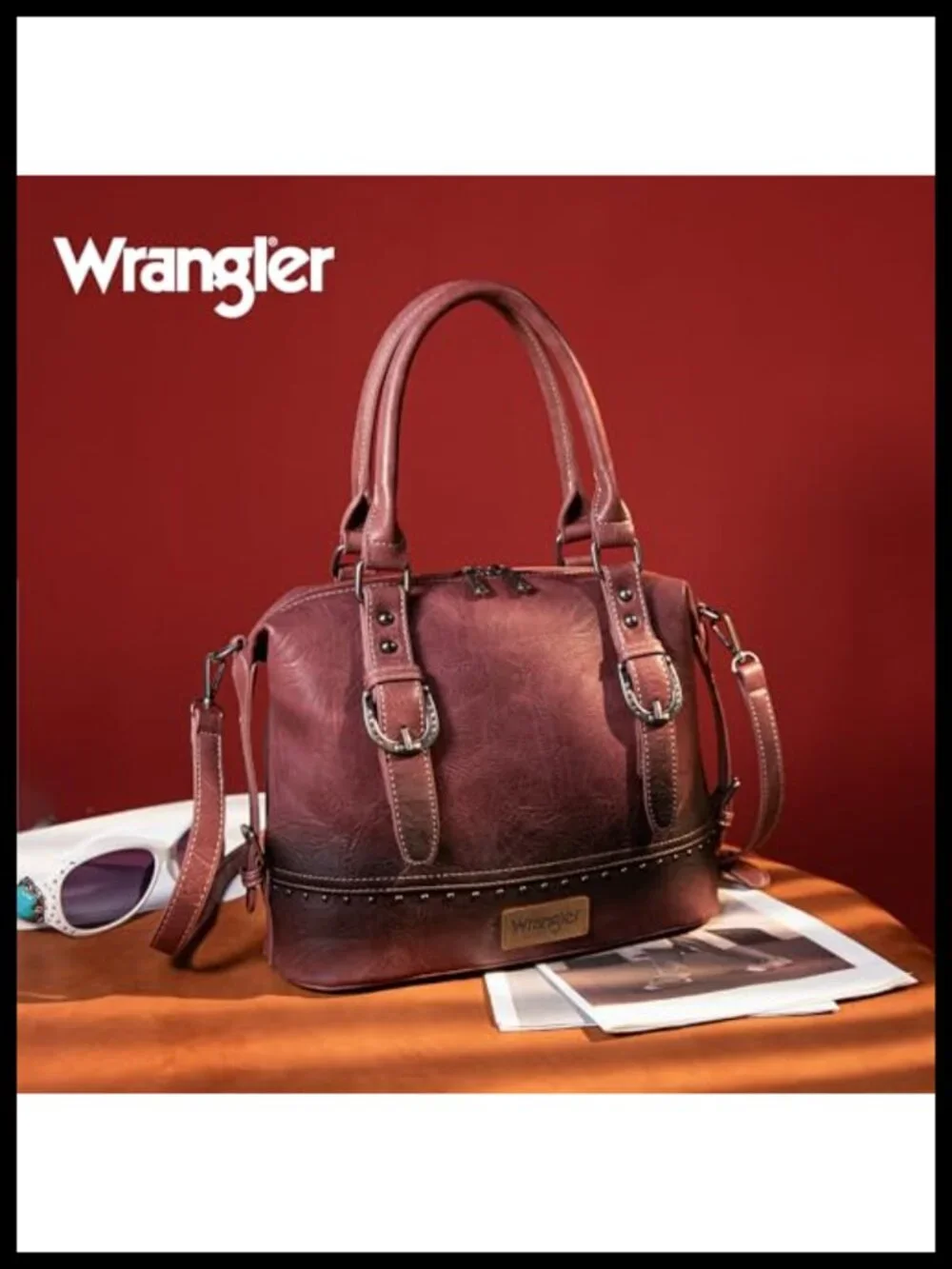 Wrangler Vintage Western Doctor Bag Hobo Purse Faux Leather Satchel Handbag